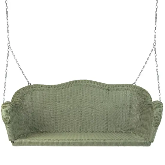 Northlight Hand Woven Resin Wicker Porch Swing with Chain - Green {1}