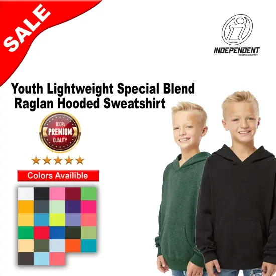 Independent Trading Co&reg; Youth Lightweight Special Blend Raglan Hooded Sweatshirt Nickel/ carbon {2}