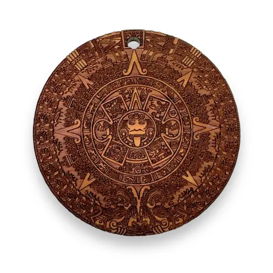 Aztec Mayan Calendar - Cedar Ornament {1}