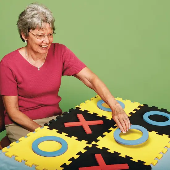 S&S Worldwide Jumbo Foam Tic-Tac-Toe. Connect Tiles to Create Huge 36" Sqaure Board Version of Classic Game.Includes 9 Board Tiles, 5 X's and 5 O's. Portable Fun for Kids and Adults. {2}