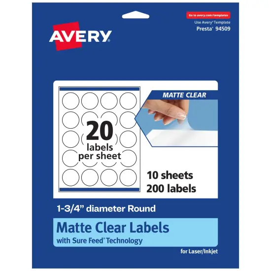 Avery Matte Clear Labels,1-3/4" diameter Round {7}
