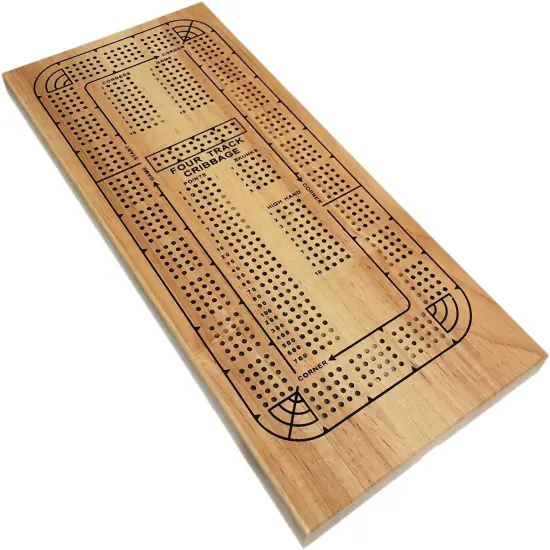 WE Games Classic Solid Wood, 4 Track Cribbage Board {1}