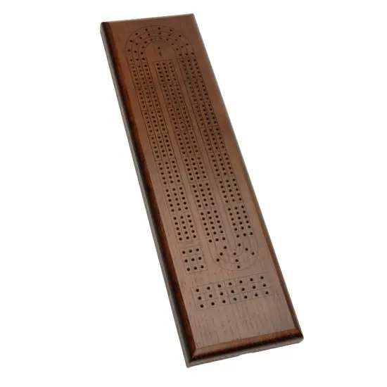 WE Games Classic Cribbage Set - Solid Wood Continuous 3 Track Board with Metal Pegs {1}