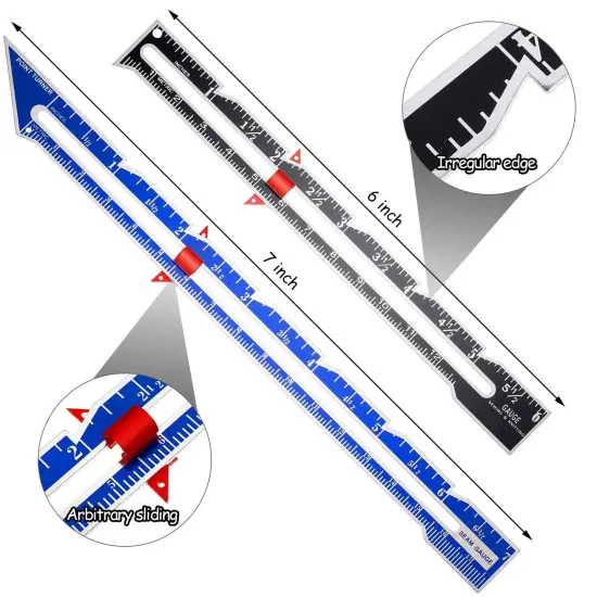 3 PCS Sewing Gauge Sewing Measuring Tool Metal Sliding Gauge Fabric Quilting Ruler Seam Measuring Gauge for DIY Fabric Crafts Quilting Knitting Sewing Hemming Measuring Supplies, 3 Styles {2}