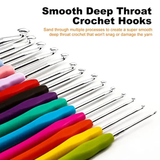 Crochet Hooks Set with Case,9 Ergonomic Crochet Hooks with Soft Grip,12 Aluminum,Full Crochet Kit for Beginners Adults with Crochet Tools and Accessories {6}