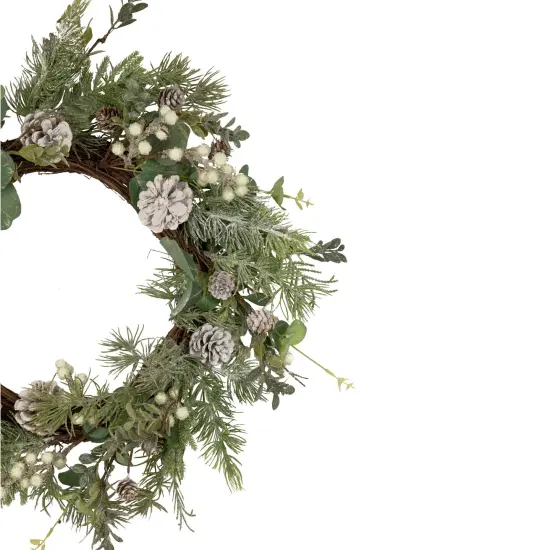 Northlight White Berry, Eucalyptus and Pinecone Christmas Wreath, 20-Inch, Unlit Green {5}
