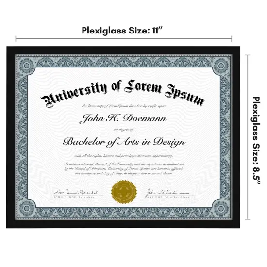 Americanflat 8.5x11 Thin Border Diploma Flame - Showcases Certificates and Diplomas - Document Picture Frame - Shatter Resistant Glass - Hanging Hardware and Easel for Table Display - Black {2}