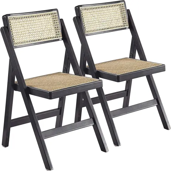 ISL Furnishings- Ibiza Rattan Modern Folding Chair (2, Black) {1}