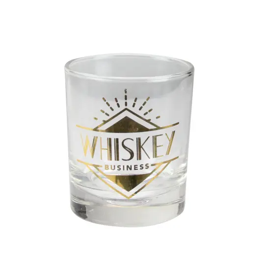 Wild Eye 10 oz. "Whiskey Business" Glass Tumbler with Black Sphere Ice Mold Clear {4}