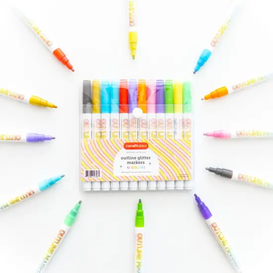 Incraftables Outline Glitter Markers (12 Colors). Shimmer Double Line Pens. Self Metallic Outline Markers Set for Kids & Adults {1}