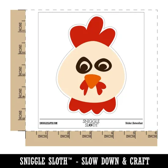 Chicken Rooster Face Doodle Waterproof Vinyl Phone Tablet Laptop Water Bottle Sticker Set - 5 Pack {1}