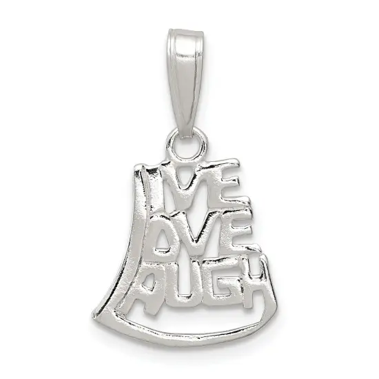 Sterling Silver Live, Love, Laugh Pendant Charm Jewelry 25mm x 15mm {1}