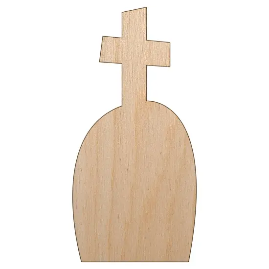 Tombstone Grave with Cross Halloween Unfinished Wood Shape Piece Cutout for DIY Craft Projects {2}