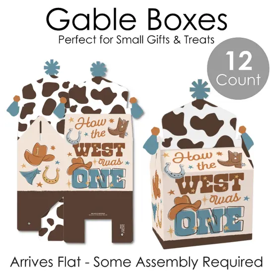 Big Dot of Happiness My First Rodeo - Treat Box Party Favors - Little Cowboy 1st Birthday Party Goodie Gable Boxes - Set of 12 {6}