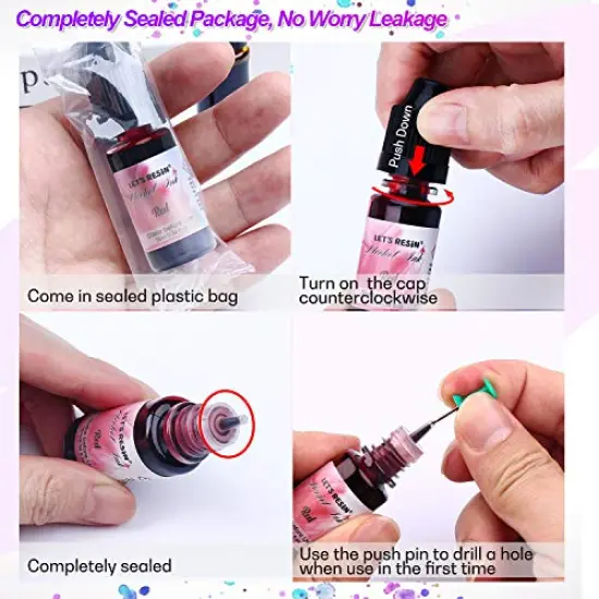 Alcohol Ink Set Epoxy Resin Dye- LET'S RESIN Vibrant Colors Alcohol Ink for Epoxy Resin, Concentrated Alcohol Based Resin Ink for Tumblers,Epoxy Resin Molds,Alcohol Inks Art (Each 0.35oz x 18 Bottle) {4}