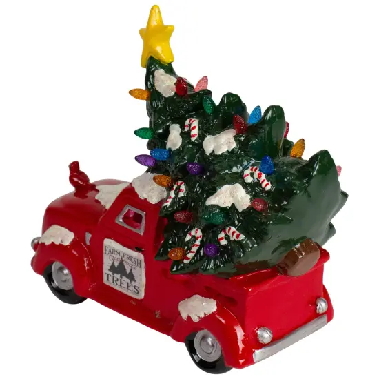 Northlight LED Lighted Vintage Truck with Tree Christmas Decoration - 8" - Red {5}