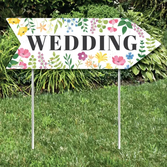 Big Dot of Happiness Wildflowers Wedding Signs - Boho Floral Wedding Sign Arrow - Double Sided Directional Yard Signs - Set of 2 {3}