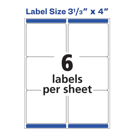 Avery White Shipping Labels, Sure Feed Technology, Permanent Adhesive,3-1/3" x 4", 120 Labels (8254) {4}