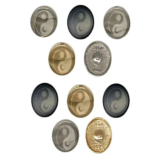 Sun Moon Yin Yang Night Day 0.6" (15mm) Round Metal Shank Buttons for Sewing - Set of 10 Silver Color {1}