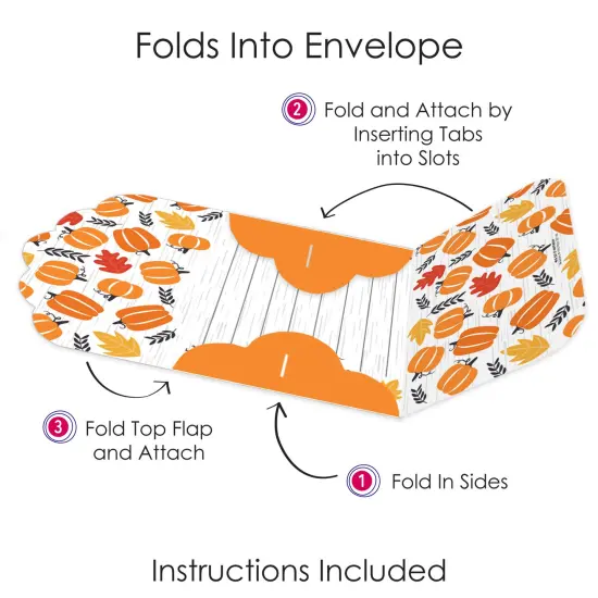 Big Dot of Happiness Fall Pumpkin - Fill-In Cards - Halloween or Thanksgiving Party Fold and Send Invitations - Set of 8 {6}