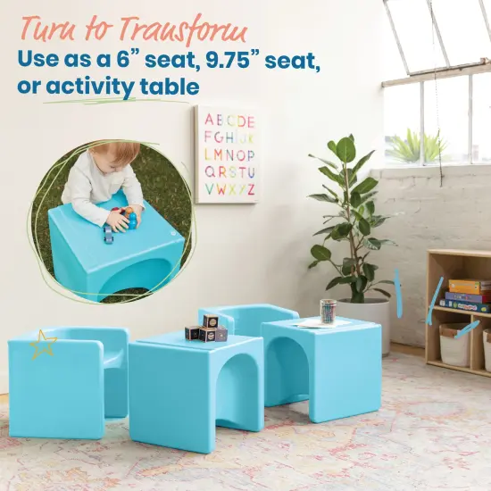Tri-Me 3-In-1 Cube Chair, Kids Furniture Cyan {3}