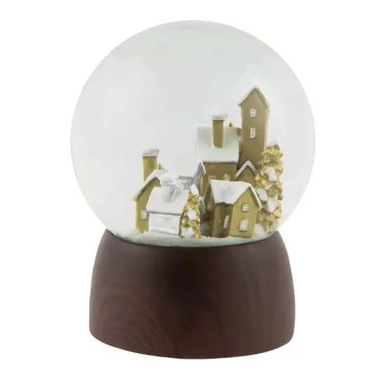 Northlight Christmas Village in the Woods Musical Snow Globe - 6.5" Gold {4}