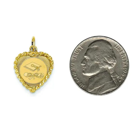 14K Yellow Gold Graduation Cap Diploma Charm Pendant Jewerly 26mm x 21mm {2}