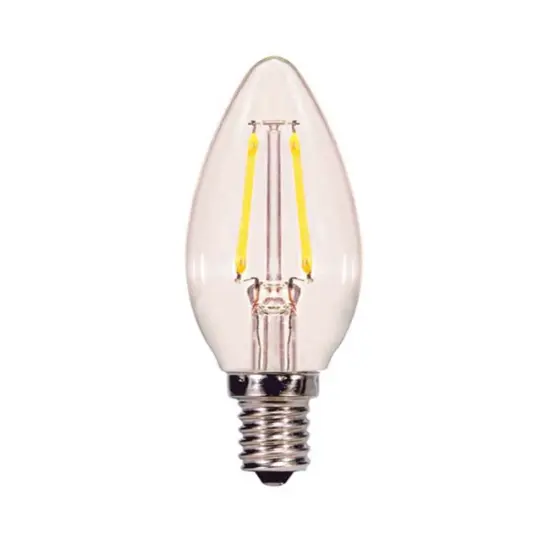Satco 4.5w B10 Candle LED Filament E12 Candelabra Base 350lm 2700k Dimmable Bulb {1}