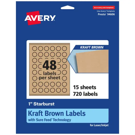 Avery Kraft Brown Starburst Labels with Sure Feed, 1" {7}