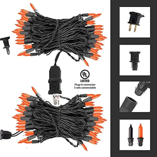 TW SHINE Orange Halloween Lights, 20FT 100 Count Incandescent Halloween Mini String Lights, Waterproof Halloween Decorations for Outdoor Indoor Patio Home Party Garden Yard Decor {6}