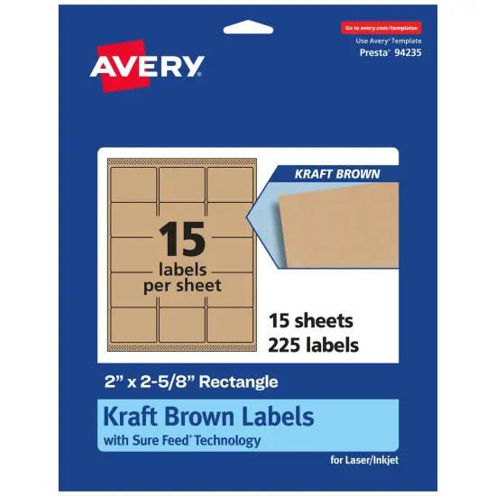 Avery Kraft Brown Rectangle Labels with Sure Feed, 2" x 2-5/8" {7}