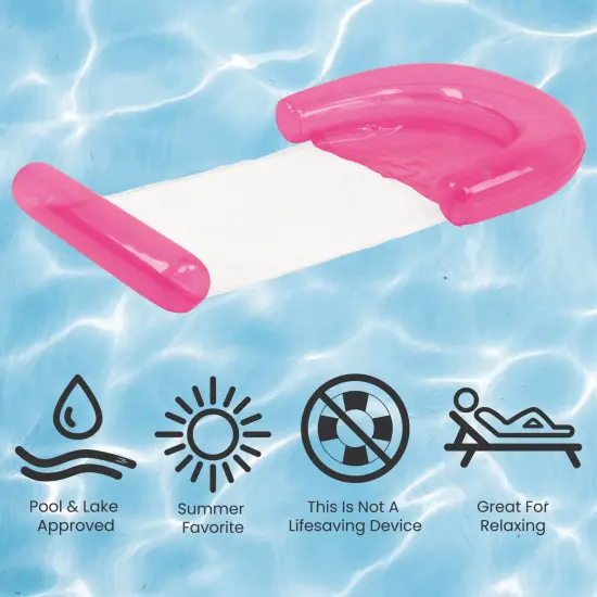 Northlight Inflatable Water Hammock Swimming Pool Lounger - 54.75" - Neon Pink {5}