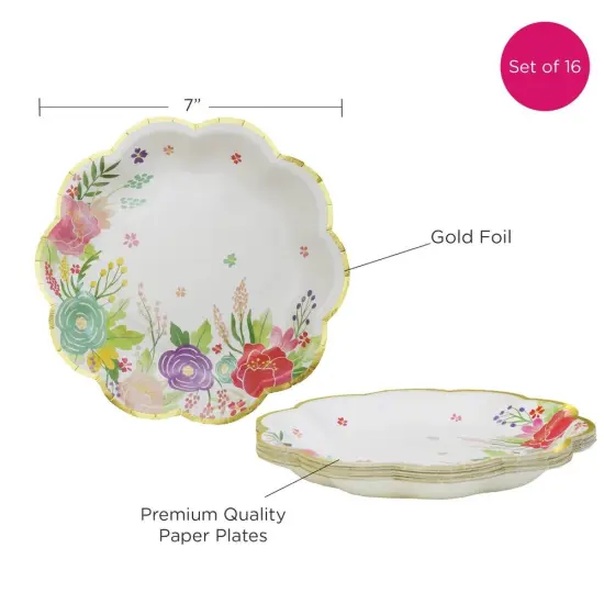 Garden Blooms 7 in. Premium Paper Plates (Set of 16) {6}