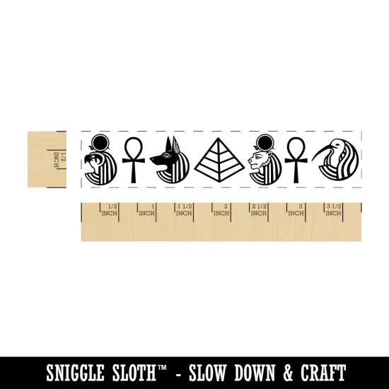 Egyptian Gods Border Ra Anubis Ankh Pyramid Rectangle Rubber Stamp for Stamping Crafting {1}