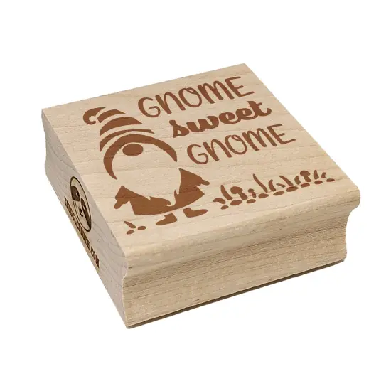 Gnome Sweet Gnome Home Striped Hat Square Rubber Stamp for Stamping Crafting {7}