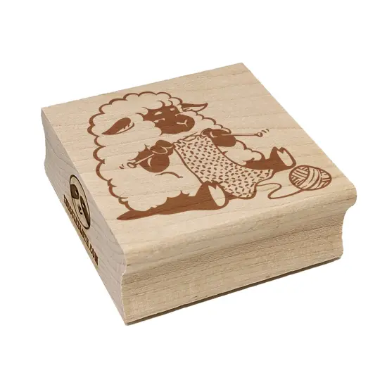 Cute Sheep Knitting with Wool Yarn Square Rubber Stamp for Stamping Crafting {7}
