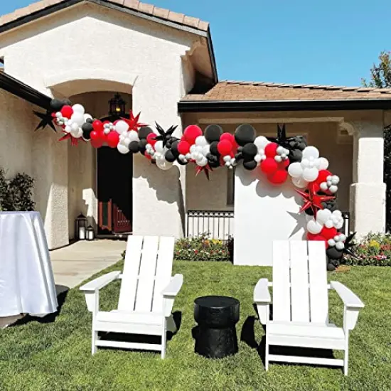 50 Pack 12 Inch Red and Black Latex Balloons - Black, White, and Red Confetti Balloons with Ribbons for Birthday, Graduation, Wedding, Bridal Shower, and Party Decorations {4}