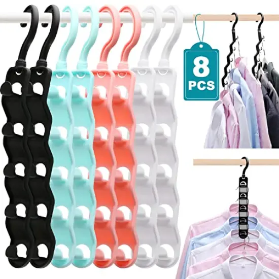 Closet Organizers and Storage,Upgraded Organization and Storage Clothes Hanger,8 Pack College Dorm Room Essentials,Sturdy Closet Organizer Home Essentials Space Saving Hangers for Thick Clothe {2}