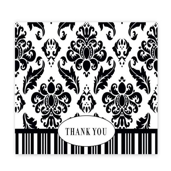 Great Papers! Black and White Damask Thank You Note Card, 4.875" x 3.375" (folded), 50 cards/50 envelopes {2}