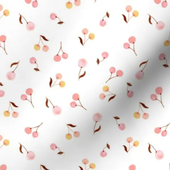 Various Fabrics by the Yard or Fat Quarter Boho Cherry Painted Small Scale Delicate Blush Pink Custom Printed Fabric by Spoonflower {7}