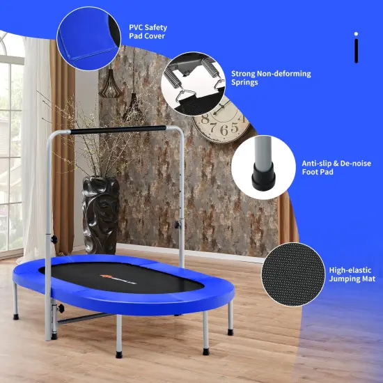2-Person Foldable Mini Kids Fitness Rebounder Trampoline Blue {5}