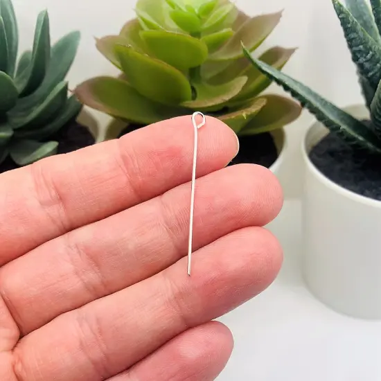 100 or 500 Pieces: 35 mm Silver Plated Eye Pins, 21 gauge {3}