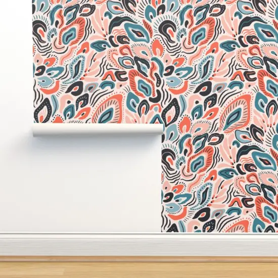 Pre-Pasted Wallpaper 2FT Wide Animal Print Abstract Insect Butterflies Wing Custom Pre-pasted Wallpaper by Spoonflower {2}