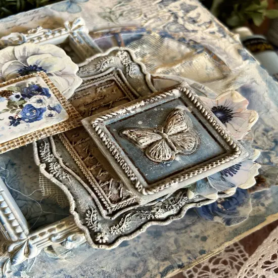 Stamperia Soft Maxi Mould A4-Blue Land Starts And Hearts {5}