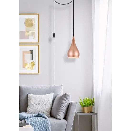 Nora 1 Light honey gold plug-in pendant {6}