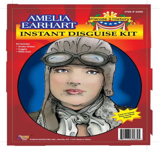 Amelia Earhart Helmet Goggles Scarf Disguise Adult Costume Kit {1}