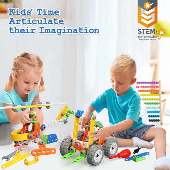 175 PCS Stem Toys for 5 6 7 8 Year Old Boys Birthday Gift Erector Construction Set Building Toy for Kids Age 4-8 4-6 5-7 6-8 Creative Game {4}
