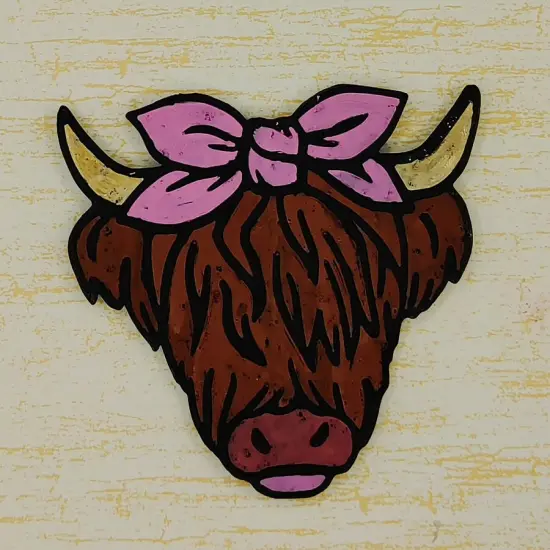 Highland cow with Bow Silicone Freshie Mold - small, inset lines {2}