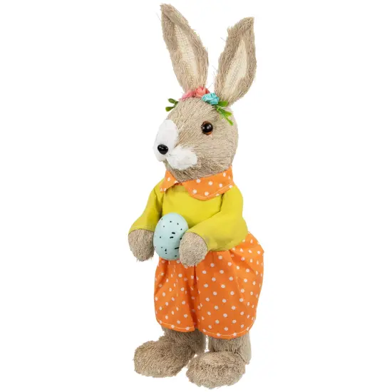 Northlight Standing Girl Rabbit with Easter Egg Figure - 15" - Orange and Green Beige {6}