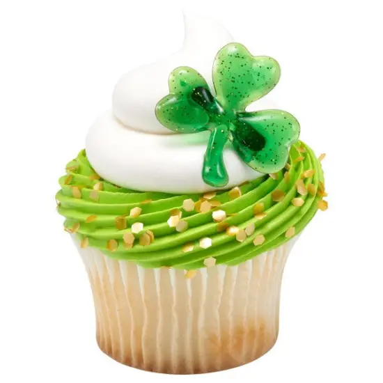 Shamrock Puffy Glitter Cupcake Rings, 12ct {5}